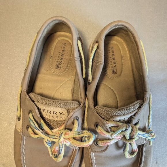 Sperry Top-Sider Boat Shoes Taupe / Olive Size 6.5 - Picture 3 of 5